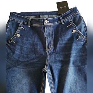 Just Fashion Now Dark Blue Women's Jeans with Wide Flare Legs.